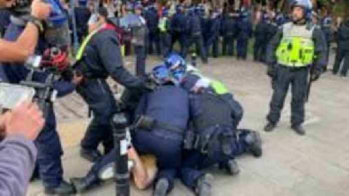 Police and protesters clash at Bristol demonstration