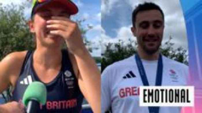 Emotional rowing pair celebrate Olympic medals