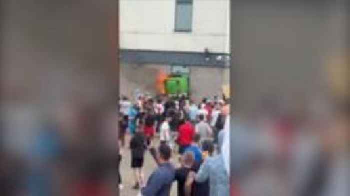 Watch: Burning bin at Holiday Inn Express in Rotherham