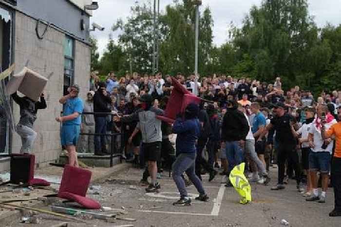 Far-right thugs in Rotherham set fire to asylum seeker hotel after smashing their way in