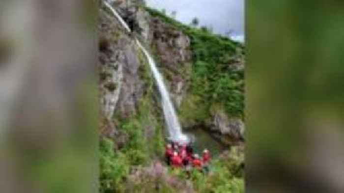 Man falls down social media photo hotspot waterfall