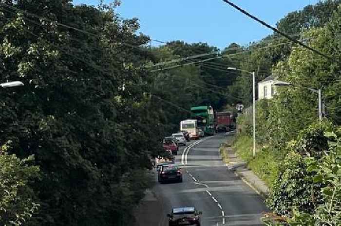 Air ambulance at scene of serious A390 crash