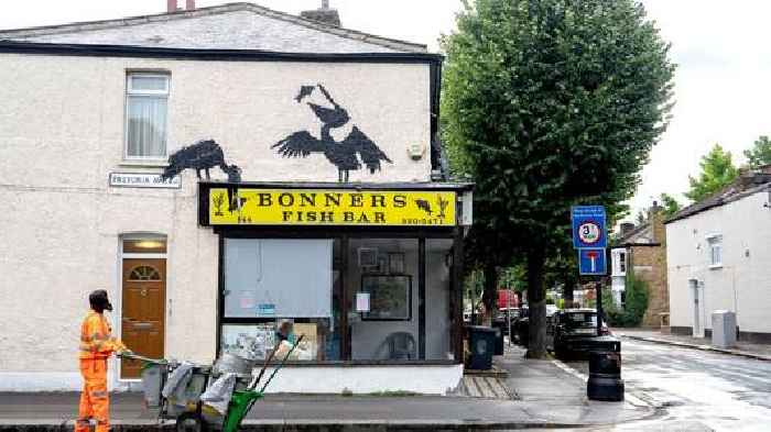 Fifth Banksy mural in five days appears above chip shop