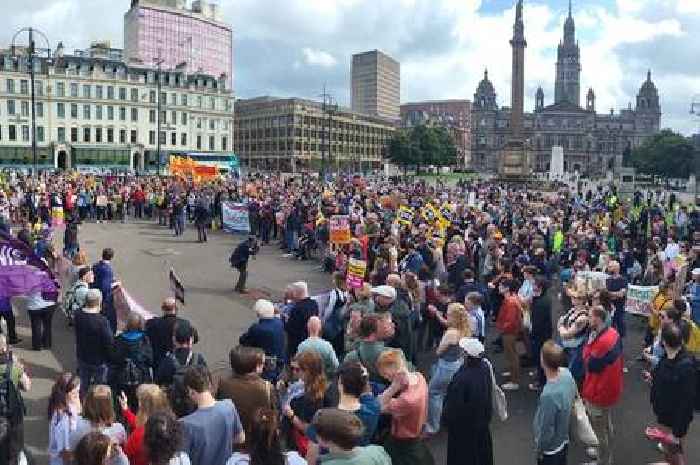 Hundreds of anti-racism campaigners rally at George Square in Glasgow