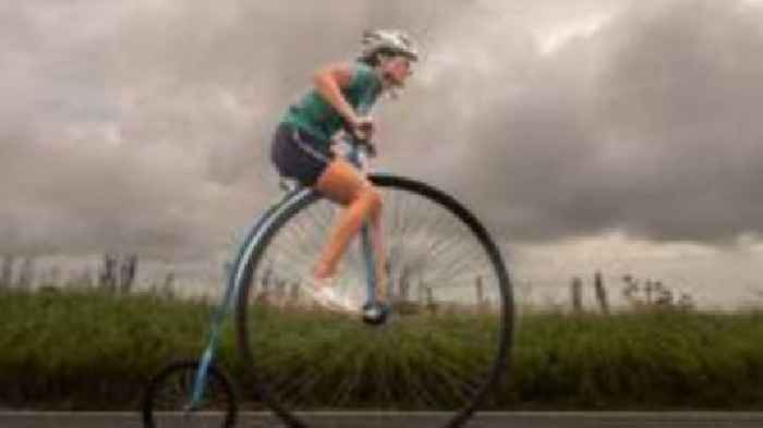 Penny farthing uphill time trial rides into Sussex