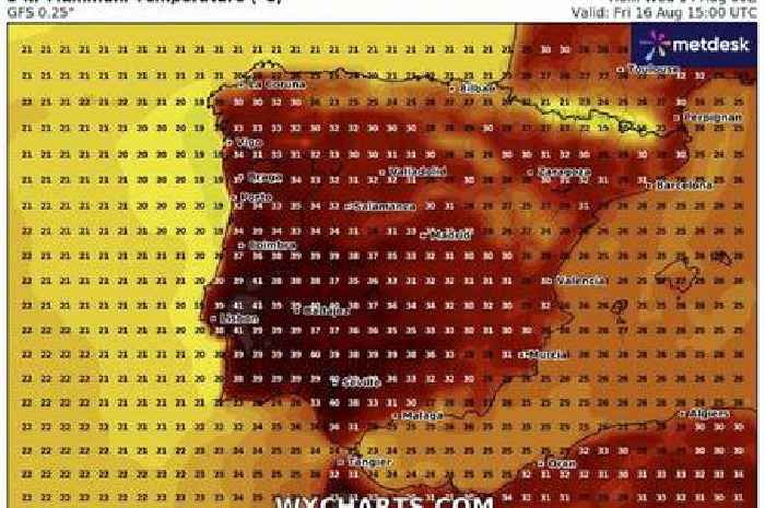 Weather map turns black in Spain as 41C heat blast could hit UK in days