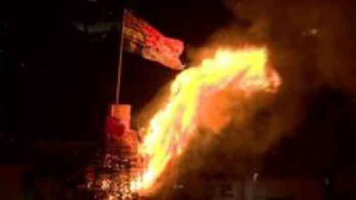 Derry bonfires lit after appeals for calm