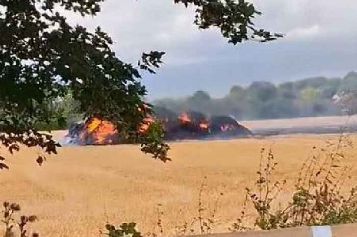 Firefighters called to hay bale blaze near Cambridge