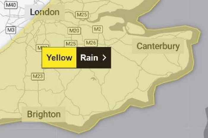 Heavy rain Kent weather warning issued ahead of bank holiday weekend as Storm Lillian arrives