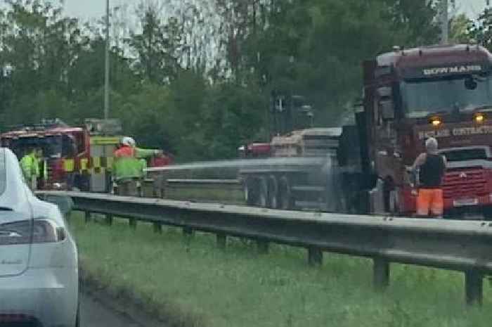 A50 back open after lorry fire shut road for six hours