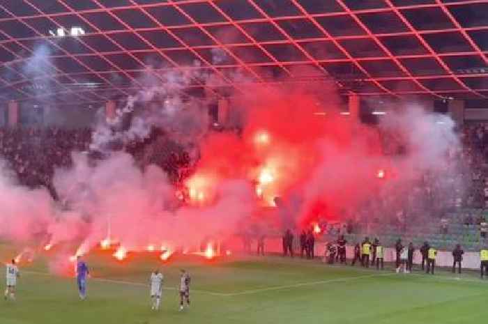 Police storm Europa Conference League stands after flares launched onto pitch