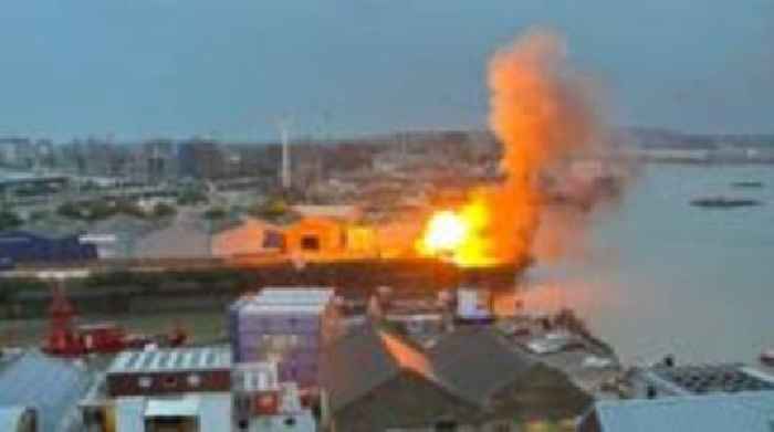 Film set explosion causes blaze opposite O2 arena