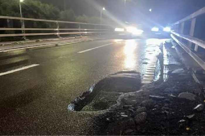 Giant pothole on busy Glasgow M8 slip road branded 'Grand Canyon' by appalled drivers