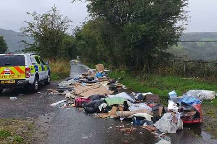 Police slam 'selfish' fly-tippers after rubbish blocks road