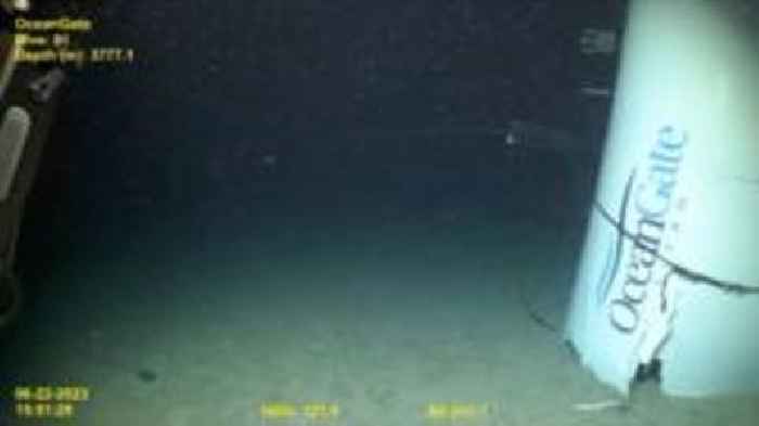 Video shows Titan sub's tail cone on sea floor