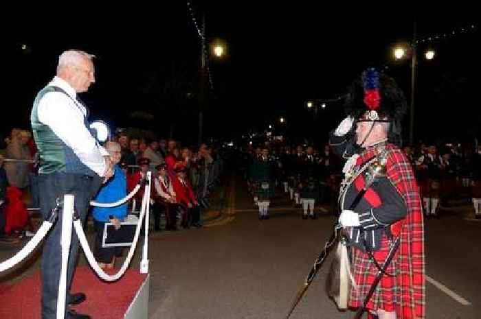 Carnival magic and massed pipes light up Bideford's streets in dazzling display