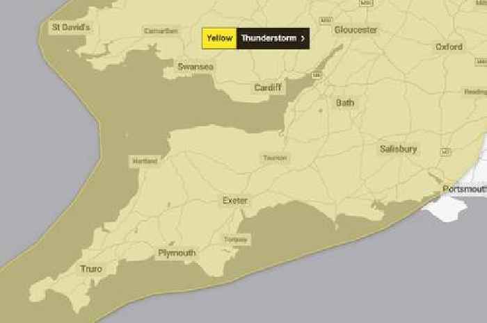 Met Office three-day weather warning for thunderstorms and heavy rain across the West Country