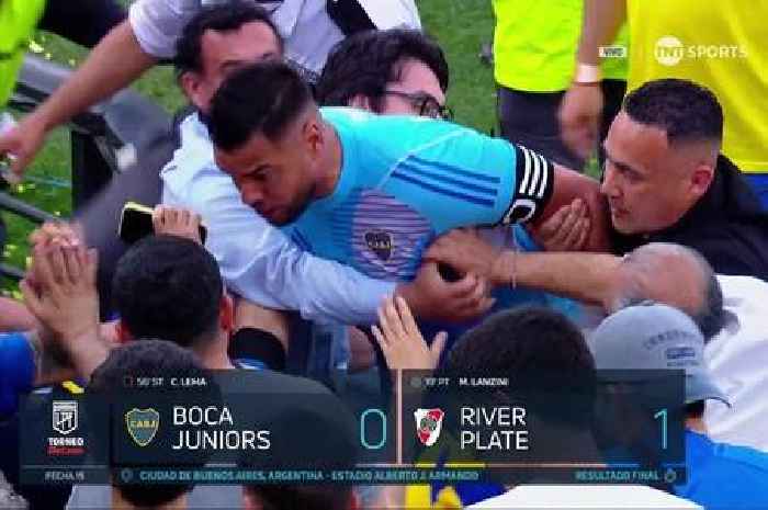 Ex-Man Utd shot-stopper storms the stands and fights fans after last minute VAR drama