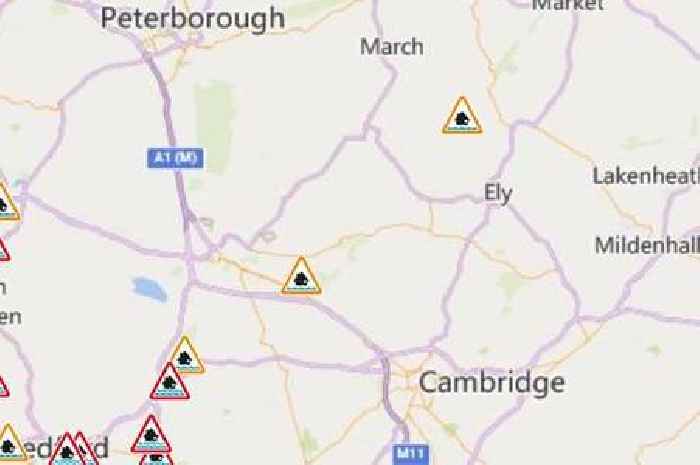 Flood alerts for Cambridgeshire rivers as Met Office amber weather warning issued