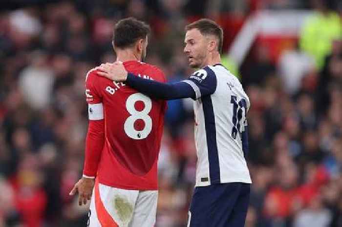 James Maddison shows true colours with Bruno Fernandes embrace after Man United red card