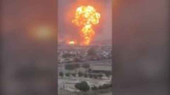 Huge fireball seen as Israel strikes Yemen port