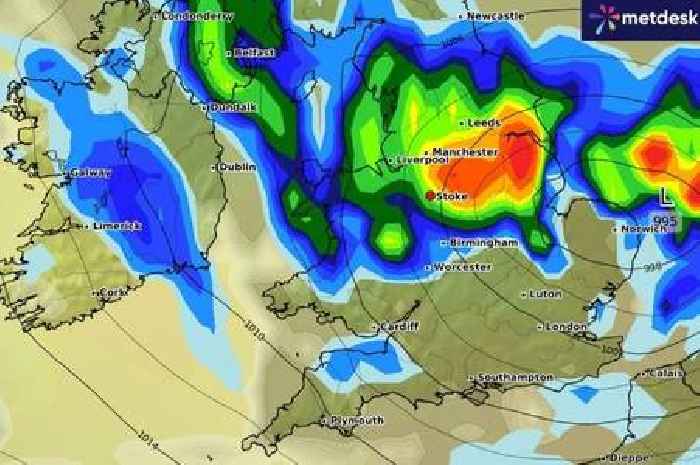 Stoke-on-Trent set for '20 hours of rain' as Met Office issues weather warning