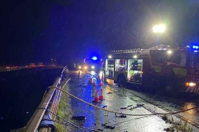 Dramatic M6 photos as trucker rescued after HGV plummets 60m off Thelwall Viaduct