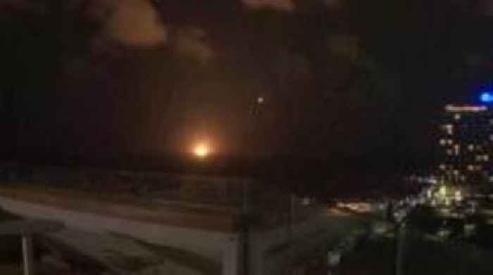 Footage shows skyline as missiles fired towards Tel Aviv