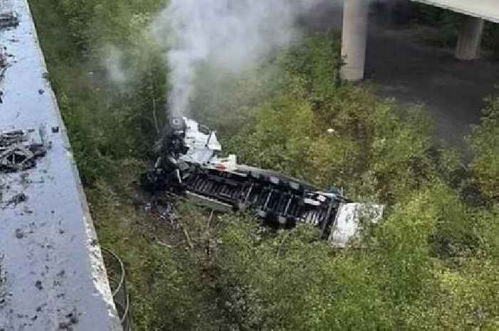 Thelwall Viaduct lorry crash sees M6 closed as driver thrown from bridge in horror smash