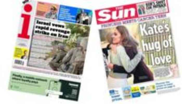 The Papers: 'Israel vows rapid revenge' and 'Kate's hug of love'