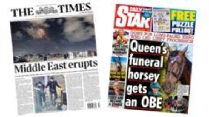 The Papers: 'Middle East erupts' and OBE for Queen's funeral horse