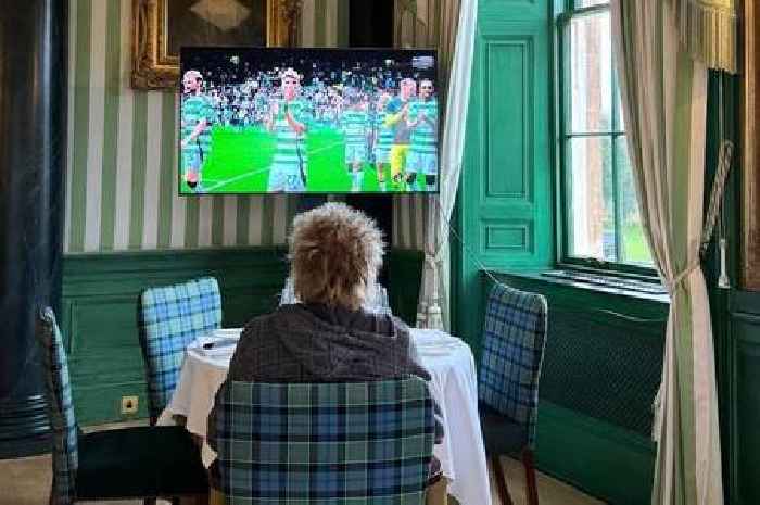 Rod Stewart cheers on Celtic in green and white room at swanky Loch Lomond golf club