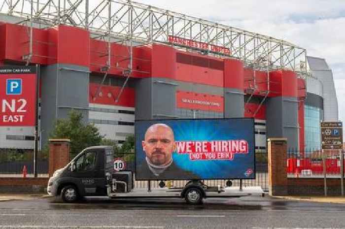 Man Utd boss Erik ten Hag trolled by Domino's outside Old Trafford