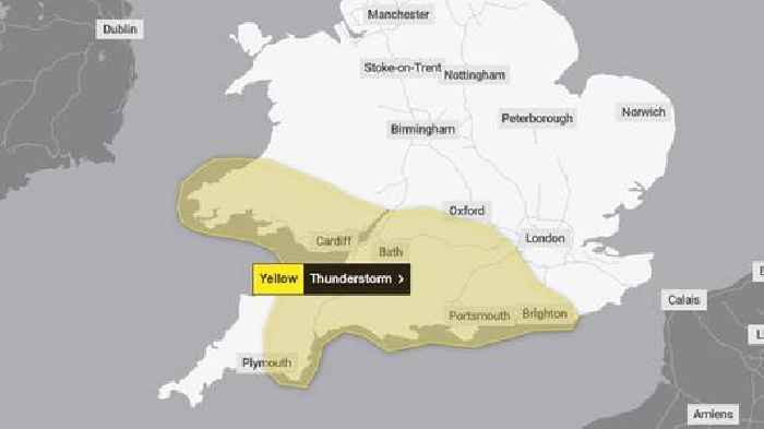 Thunderstorm warning issued for parts of England and Wales