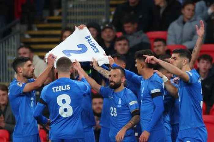 Greece players make emotional tribute to George Baldock after scoring against England