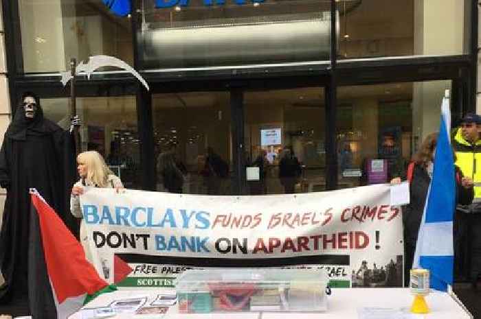 Leading pro-Palestine campaigner arrested during protest at Glasgow bank