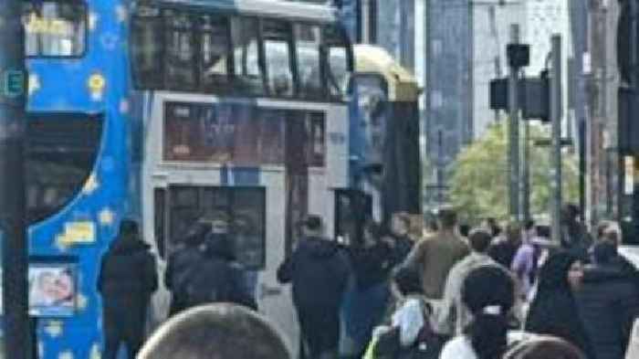 Bus and tram in head-on collision