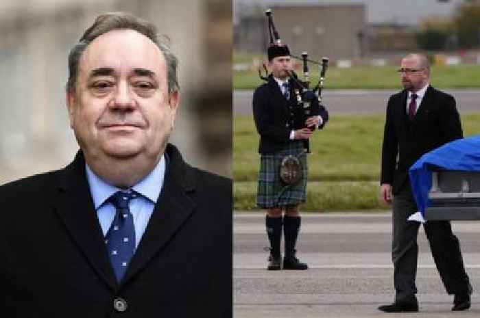 Alex Salmond’s body met by wife Moira and piper as plane lands in Aberdeen