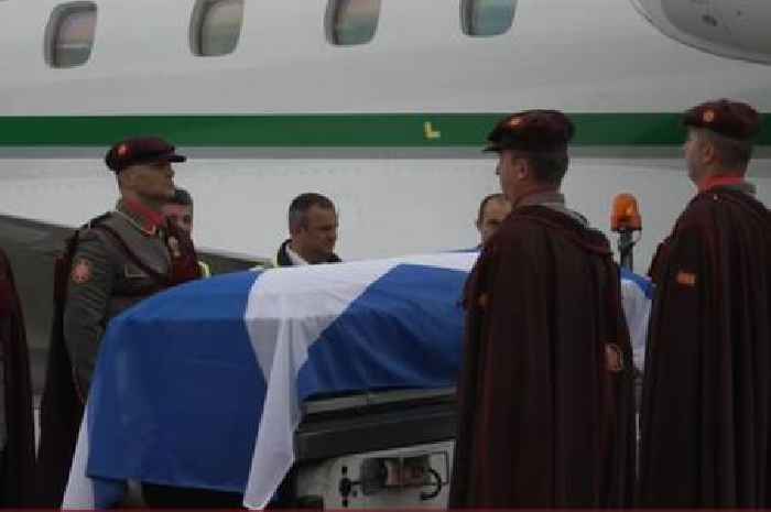 Alex Salmond's coffin draped in saltire as plane carrying body takes off for Scotland