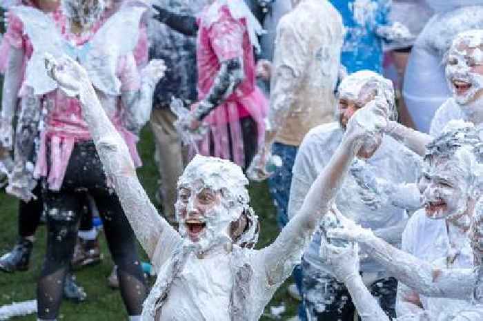 Hundreds of messy St Andrews freshers and students enjoy traditional Raisin Monday foam fight