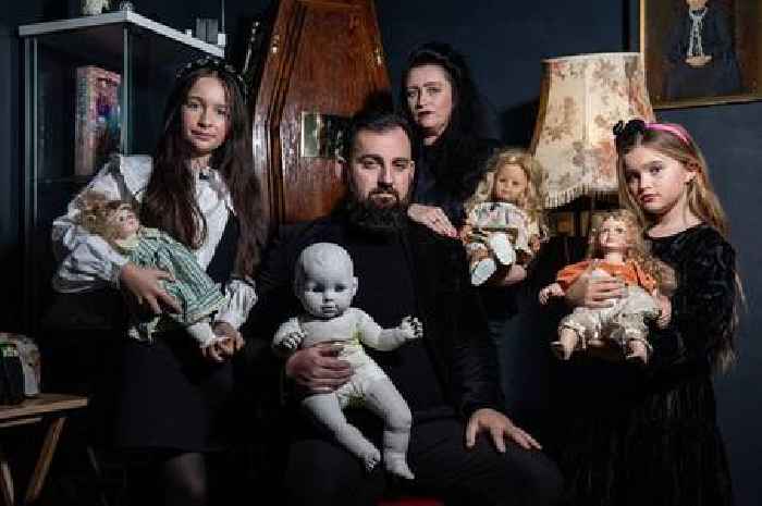 Real life Addams family who camp in haunted room and are sent 'killer clown'
