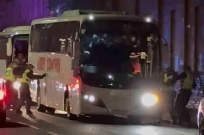 Cops surround football supporters bus after Rangers and Aberdeen clash