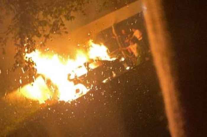 Moment family's £50k electric Mercedes explodes on driveway