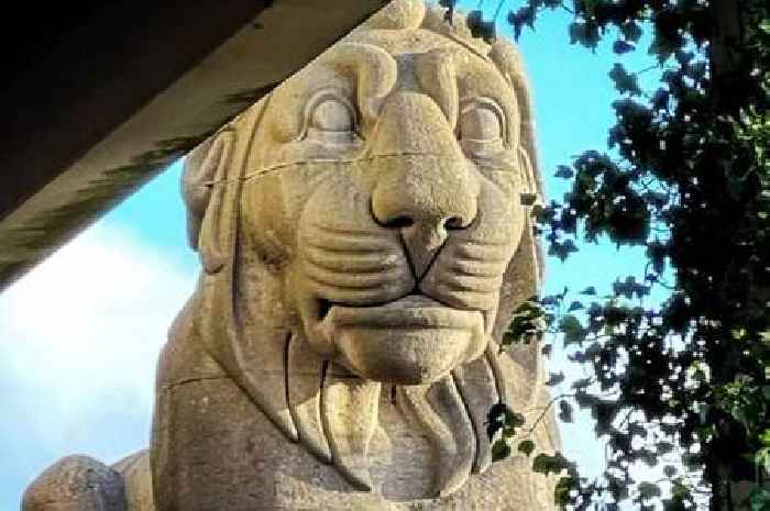 The half-forgotten, giant almost immovable lion statues in Wales hidden away beneath a bridge