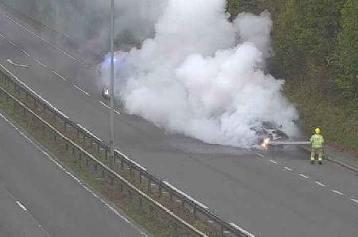 Vehicle fire closes major Welsh road