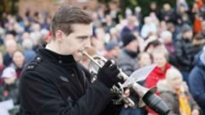 Remembrance service in urgent appeal for bugler