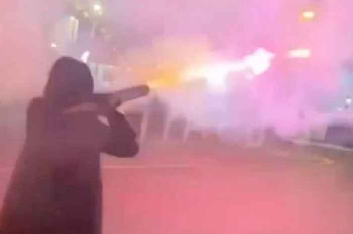 Firework yob with 'rocket launcher' filmed in Birmingham city centre rampage