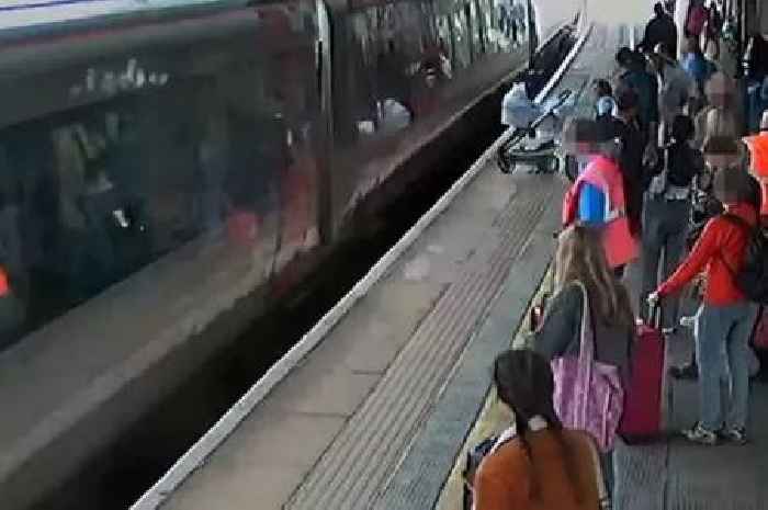 Pram with baby inside hit by train as passengers watch in horror