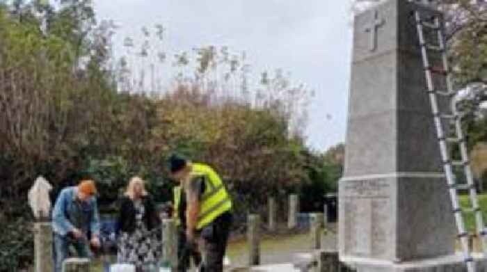 War memorial cleaned ahead of Remembrance Day