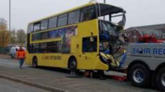 Double-decker bus crash leaves 17 people injured